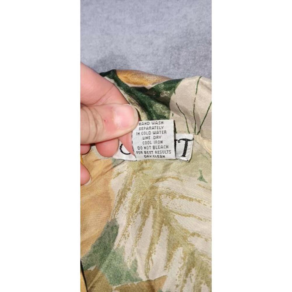 Vintage Stunt Button Up Womens Size Medium 100% silk Fall Leaves Pattern Long... - Picture 3 of 12